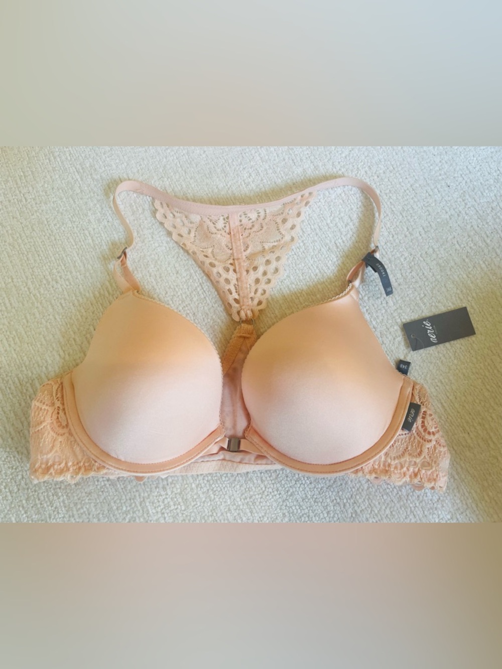 🆕Aerie Lace Racerback T-Shirt Bra - Blush
